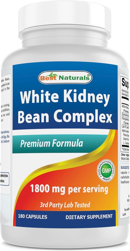 Best Naturals White Kidney Bean Complex 1800 mg ανά υπηρεσία- 180 κάψουλες. Μη ΓΤΟ και χωρίς γλουτένη