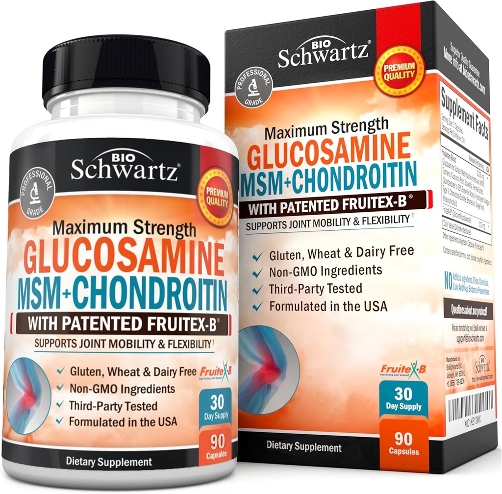 Glucosamine Chondroitin MSM Ortak Destek Tamamı - Collagen,, Turmeric ve Ginger, Hyaluronic Acid, Glucosamine Chondroitin Sulfate for Common Comfort - Gluten Free, Non GMO, 90 Capsules