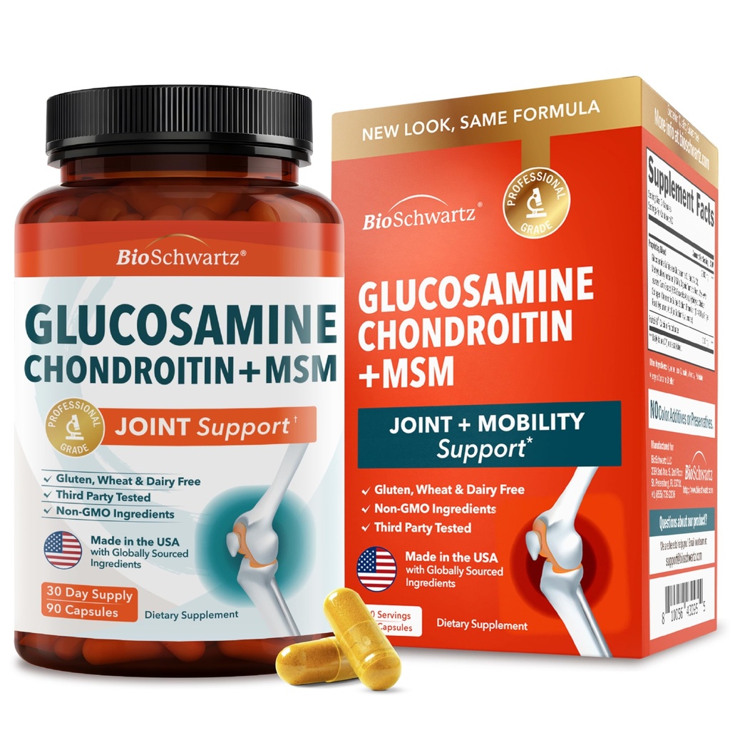 Glucosamine Chondroitin MSM Ortak Destek Tamamı - Collagen,, Turmeric ve Ginger, Hyaluronic Acid, Glucosamine Chondroitin Sulfate for Common Comfort - Gluten Free, Non GMO, 90 Capsules