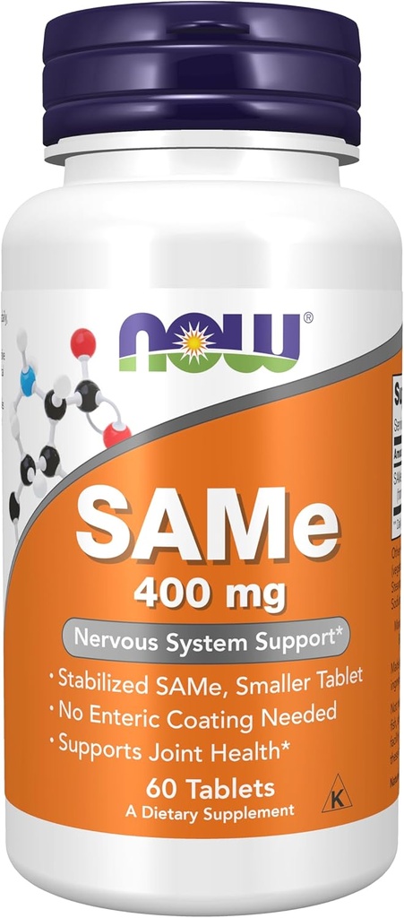 Şimdi Gıdalar Tamamlıyor, SAMe (S-Adenosyl-L-Methionine) 400 mg, Nervous System Support*, 60 Tablet
