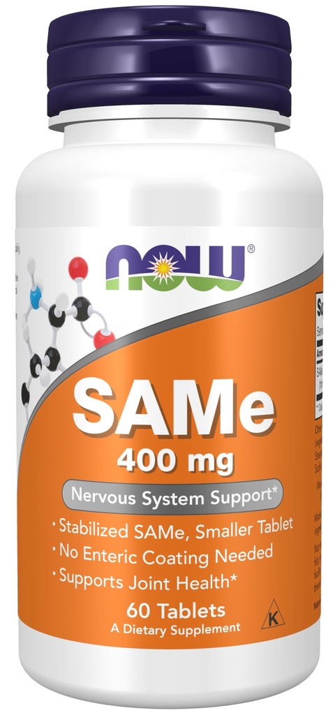 Şimdi Gıdalar Tamamlıyor, SAMe (S-Adenosyl-L-Methionine) 400 mg, Nervous System Support*, 60 Tablet