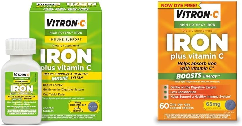 Συμπλήρωμα Vitron- C υψηλής ισχύος σιδήρου με βιταμίνη C, 60 Count, Pack of 2