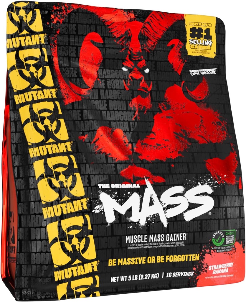 Mutant Mass | Kilo Mass Liger Protein Tozu - Mass kazanç için yüksek Calorie Protein Tozu - Strawberry Banana - 5 Pound