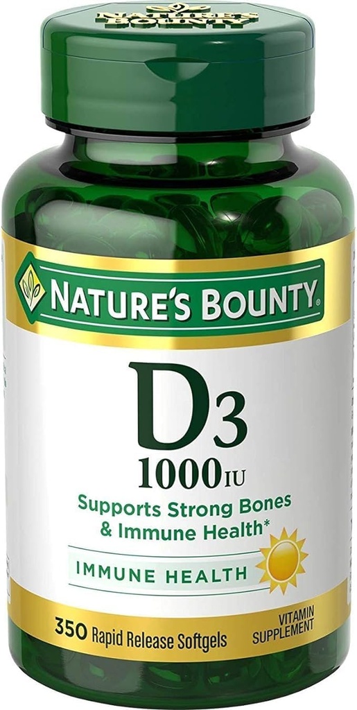 Nature's Bounty Bounty D-1000 IU Diyetary Supplement Hızlı Yayın Sıvı Yumuşakgels 350 ea (Pack of 2)