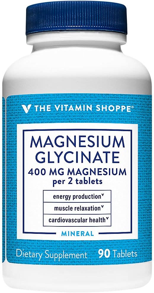 Η βιταμίνη Shoppe Μαγνήσιο Γλυκινικό 400MG - Υποστηρίζει την παραγωγή ενέργειας, προωθεί την χαλάρωση των μυών, και ενισχύει την υγεία της καρδιάς για τη συνολική ευεξία (90 δισκία)