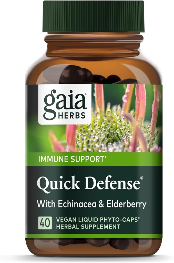 Gaia Herbs Hızlı Savunma - Hızlıca Immune Support Supplement* - Echinacea, Black Elderberry, Ginger & Andrographis - 40 Vegan Sıvı Phyto-Capsules (4-Day Supply)