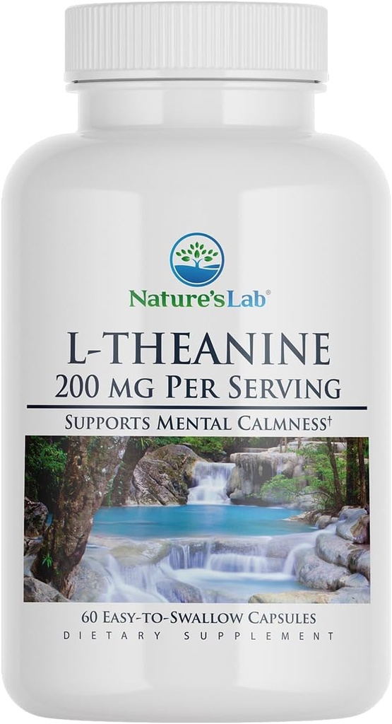 Nature's Lab L-Theanine, 200 mg - Destekler Calm ve Rahatlama* - 60 Capsules