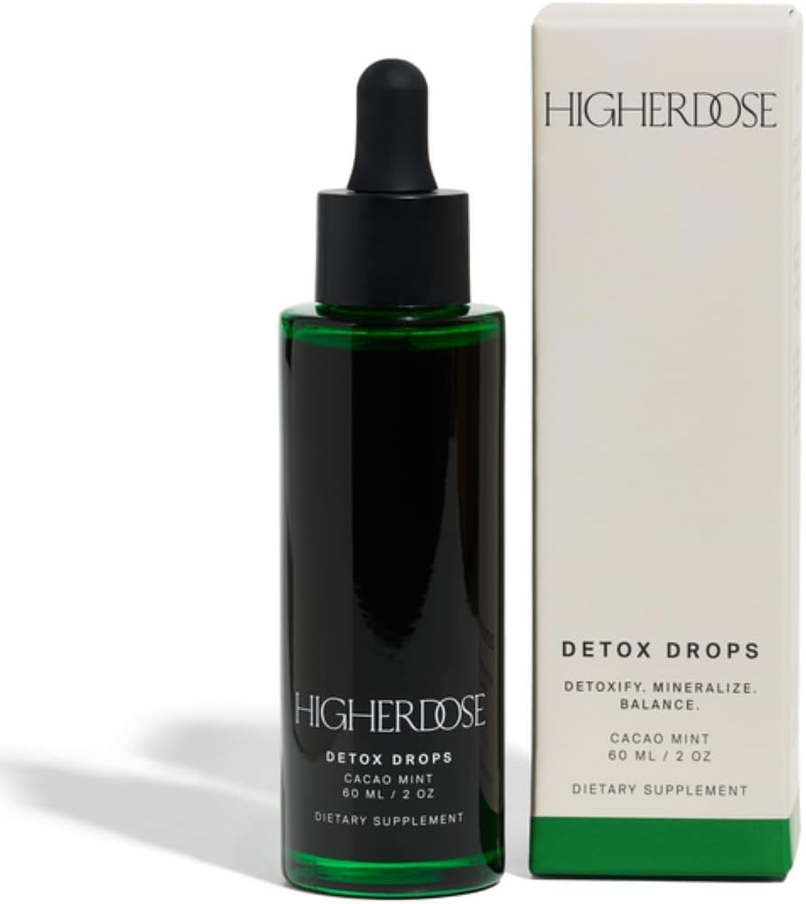HigherDOSE Detox Drops - Sıvı Chlorophyll Water Drops to Support Daily Detox & Boost Skin's Natural Glow - Plant Support Formula with Milk Thistle, Beetroot Juice, Magnezyum & Minerals (2 oz)