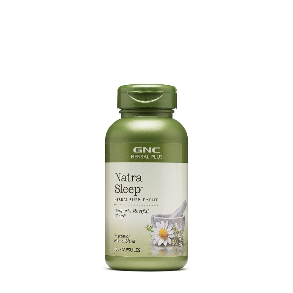 GNC Herbal Plus Natra Sleep Supplement, Vegetarian, Supports Restful Sleep, 50 Servings