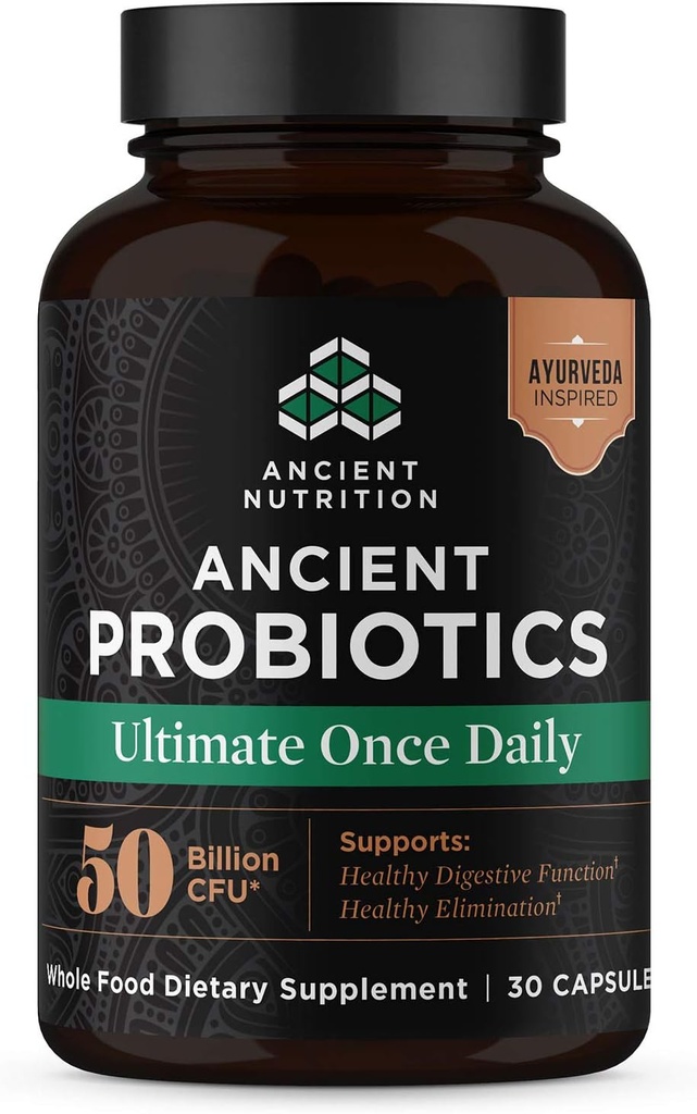 Προβιοτικά Αρχαίας Διατροφής, Ultimate με Turmeric, Ginger και Fenugreek, Υποστηρίζει Digestive Λειτουργίες, Μειώνει Διάρροια, Δυσκοιλιότητα, Bloating, Superfoods Blend, 50 δισεκατομμύρια CFUs*, 30 κάψουλες