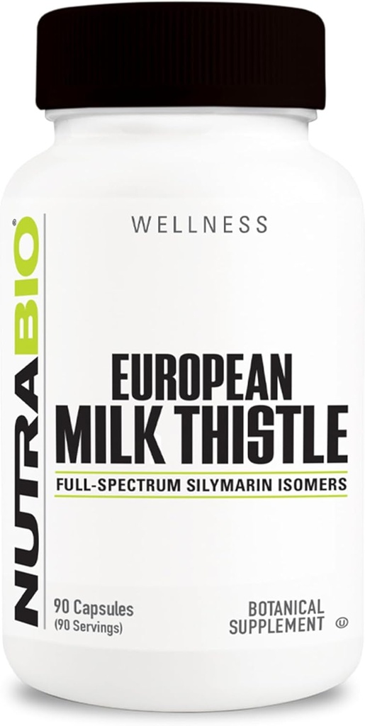 NutraBio European Milk Thistle Supplement, 241mg - Υποστηρίζει Αντιοξειδωτικά Οφέλη και Ευεξία, 90 Κάψουλες