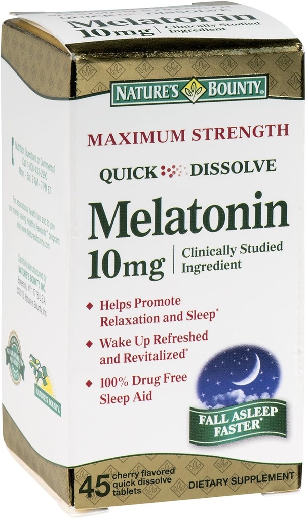 Nature's Bounty Melatonin 10 mg Quick Dissolve Tabletισκία 45 ea (Συσκευασία των 3)