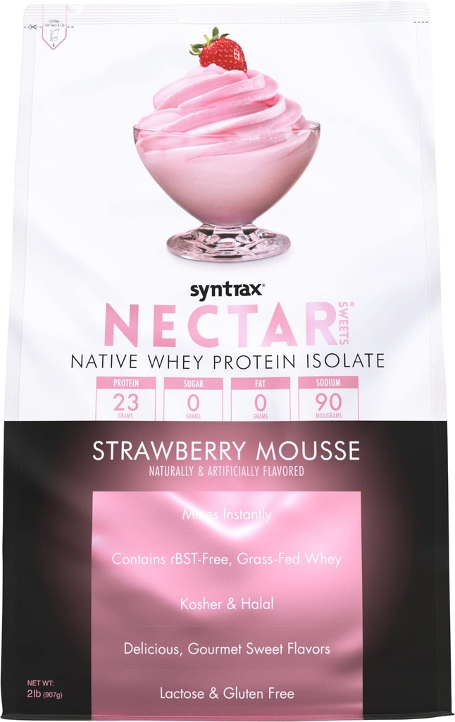 Syntrax Beslenme Nectar Sweets, 100% Whey Isolate protein Toz, Strawberry Mousse, 2 lbs