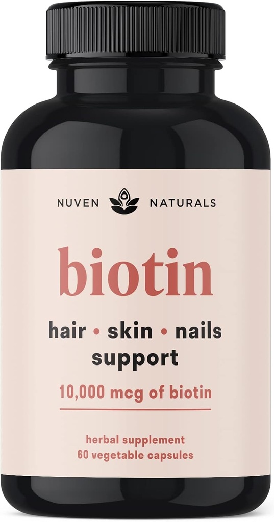 Saç Vitaminleri - Biotin 10000 mcg with Vitamin A, E, C, D & Adaptogens to Support Hair, Skin & Nails - Biotin Supplement for Health & growth | Vegan, Non-GMO, Gluten Free | 60 Capsules & 30 Servisler