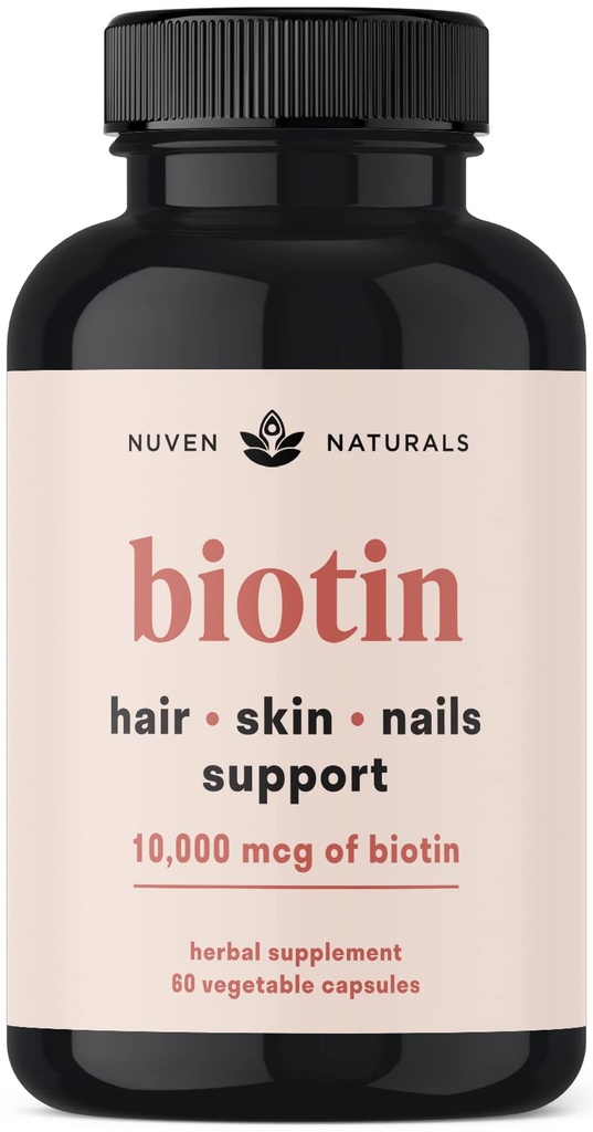 Saç Vitaminleri - Biotin 10000 mcg with Vitamin A, E, C, D & Adaptogens to Support Hair, Skin & Nails - Biotin Supplement for Health & growth | Vegan, Non-GMO, Gluten Free | 60 Capsules & 30 Servisler