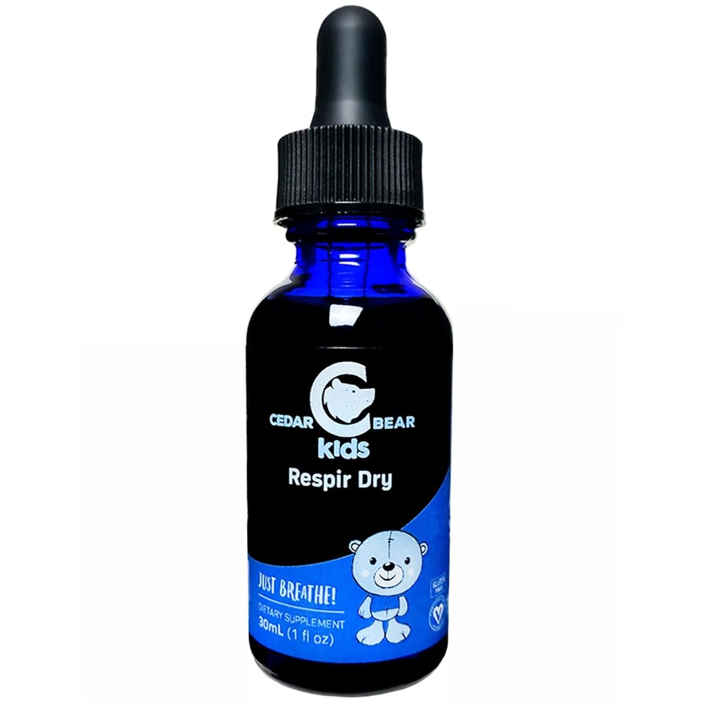 Cedar Bear Respir Kuru for Kids - Herbal Supplement That Dries Wet, Gunky Coughs, & Runny Noses 1 fl oz (Pazar 1)