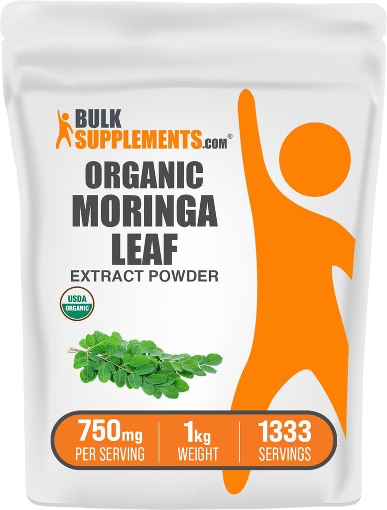 BulkSupplements.com Βιολογικό Moringa Extract Powder - Superfood Supplement, από Moringa Oleifera - Vegan & Gluten Free, 750mg ανά σέρβις, 1kg (2,2 λίβρες) (Pack of 1)