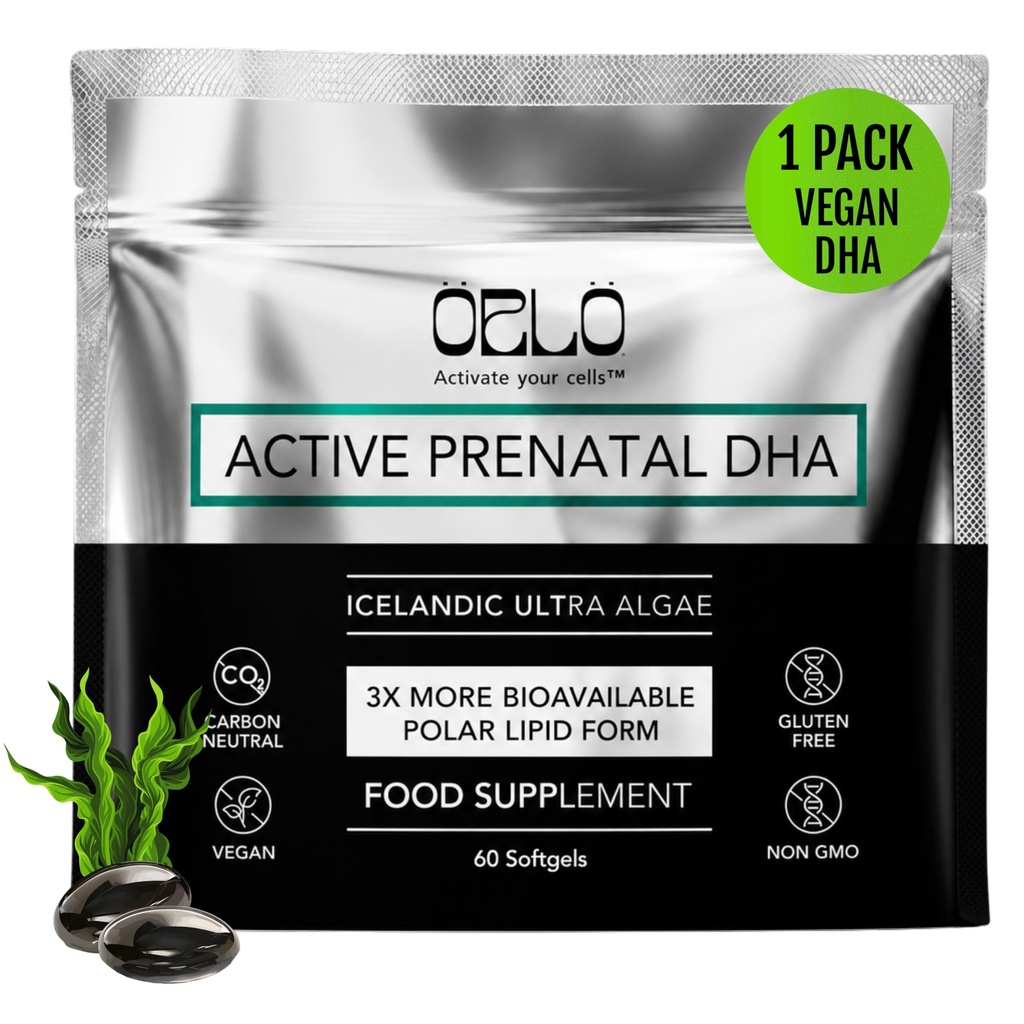 Orlo PRENATAL DHA - Προγεννητική DHA Omega 3 συμπλήρωμα - τριπλή δύναμη Omega3s - Vegan DHA & EPA - Algae Omega-3 Oil - Υποστηρίζει την ανάπτυξη του εγκεφάλου κατά τη διάρκεια της εγκυμοσύνης & Γαλουχία (60 Mini Softgels)