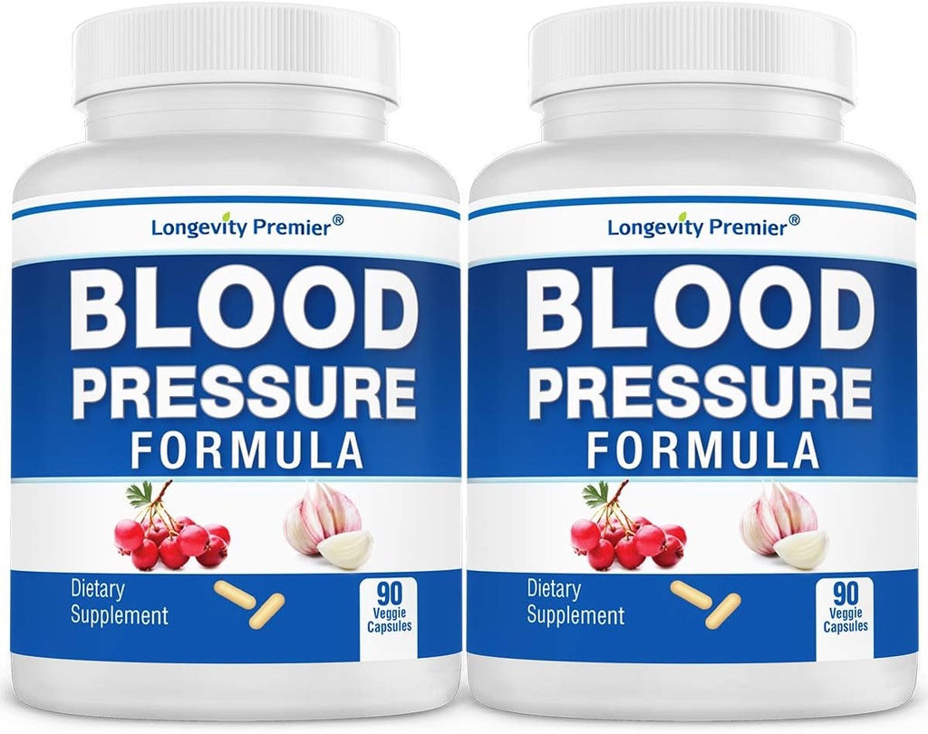 [2-Bottle Value Pack] Φόρμουλα πίεσης αίματος μακροβιότητας -Επιστημονικά σχεδιασμένη με Hawthorn & 12+ Ποιότητα Όλα τα φυσικά βότανα