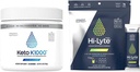Hi-Lyte Keto K1000 Elektrolyte Toz | Hydration Supplement Drink Mix | Raw Mineral Flavor, No Stevia | 50 Hizmet | Plus Pro Hydration Packets, 16 Bireysel İçecek Paketler | Limon Lime Lime Lime