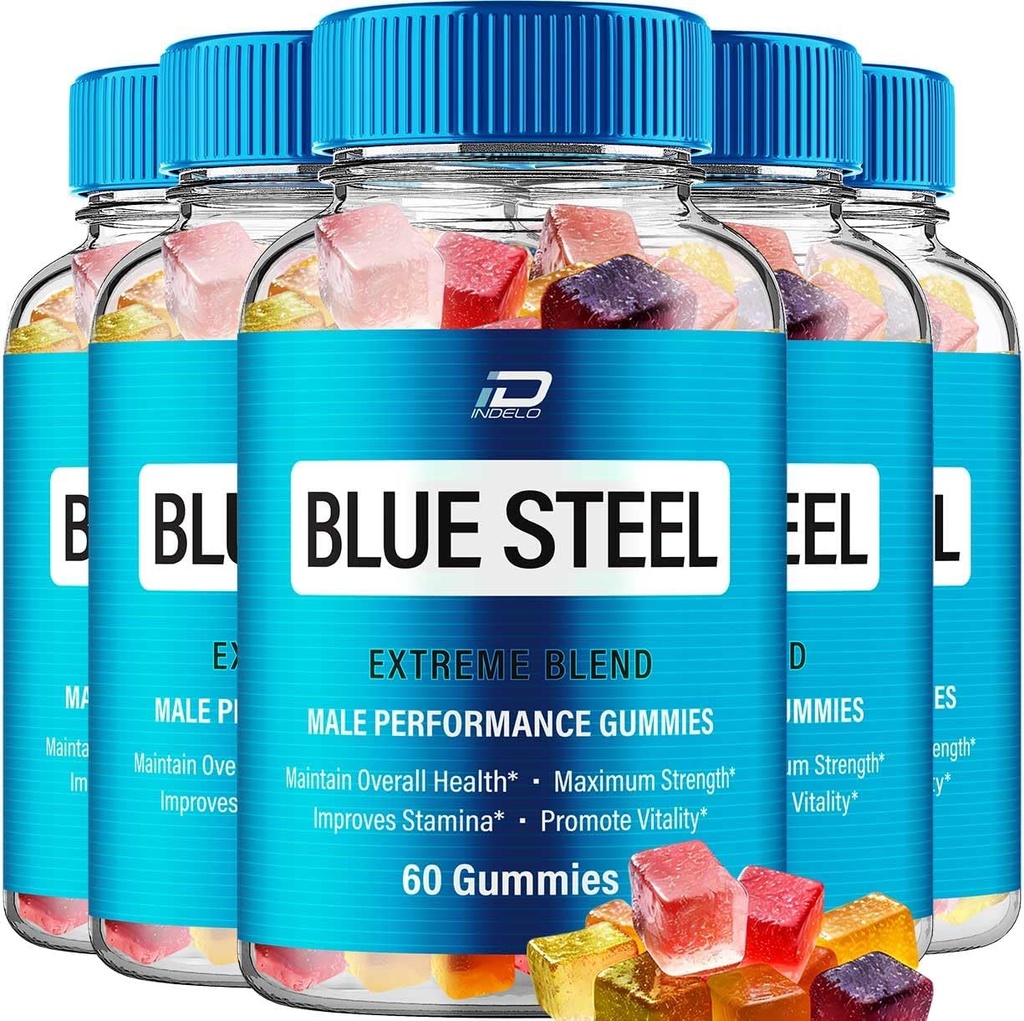 Blue Steel Gummies - Blue Steel Hemp Gummies, Steel Blue Resmi Formula Hemp Gummies - Natural Hemp Oil Advanced Formulation, Blue Steel Hemp Gummies 5 Pack - 300 Gummies)