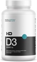 HD MUSCLE HealthHD D3 | 2000iu High Potency Vitamin D3 Supplement | Sağlıklı Kas Fonksiyonu & Recovery | Immune Support |dis Abxia | 90 Capsules