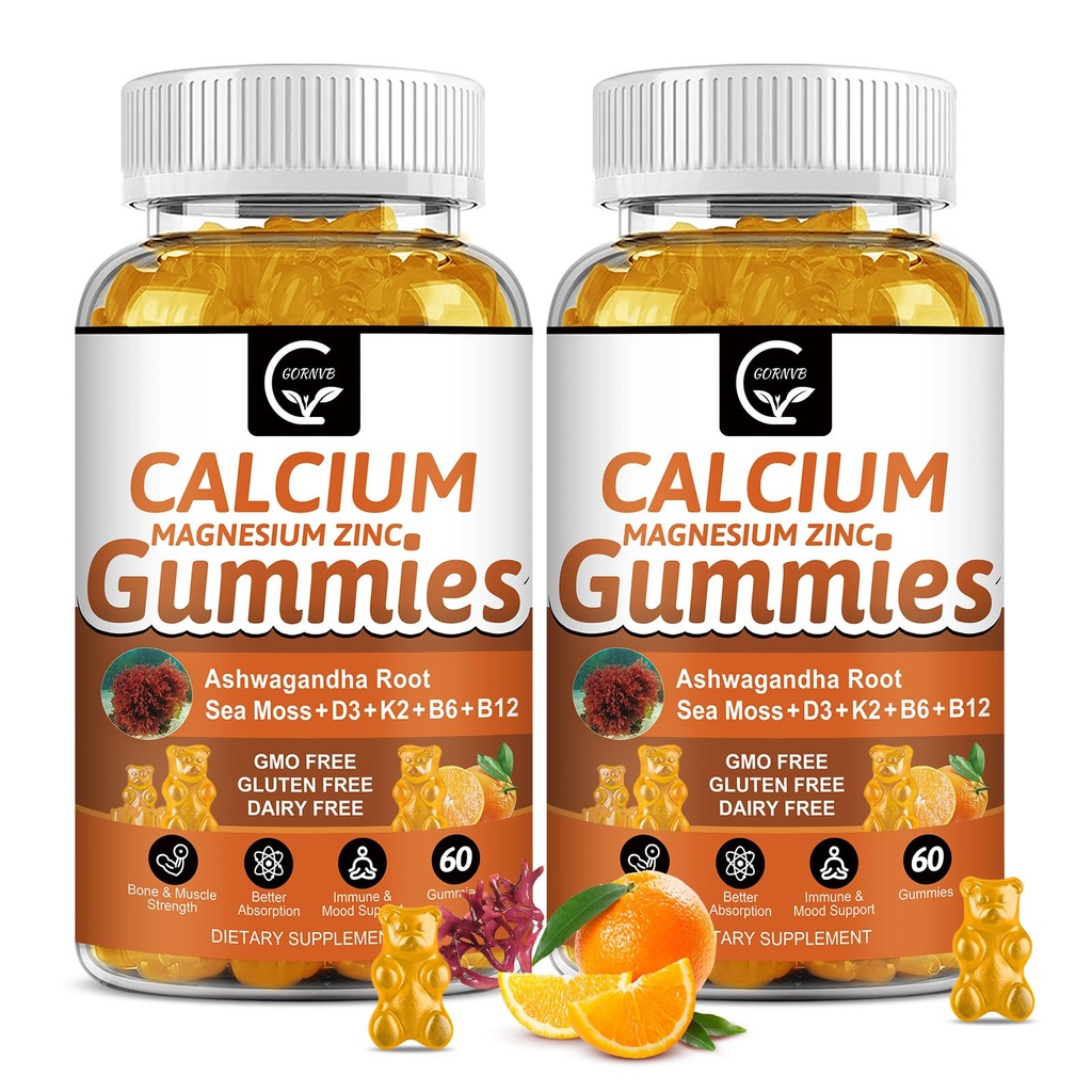 D3,K2,B12 & B6 - Bitki Kompleksi Magnezyum Tamamı Glycinate,Pyum,Sea Moss, Ashwagandha Root for Bone & Teeth Strength, Muscle & Immune-2 Pack