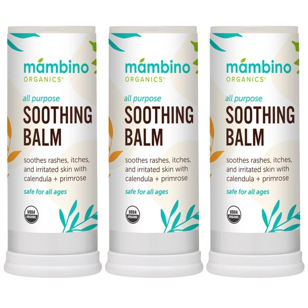 All Purpose Soothing Balm – Organik, Mısır Calendula & Evening Primrose – Bug Bites, Diaper Rash, Irritated Skin, Baby Balm Stick – Cruelty-Free by Mambino Organics, 3-Pack