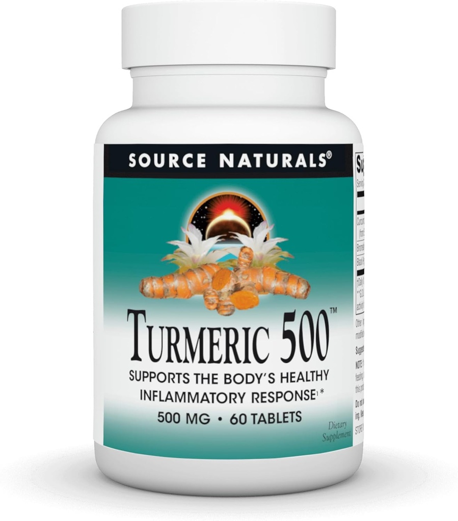 Source Naturals Turmeric, Body's Health Inflammatory Response*, 500 mg - 60 Tabletler