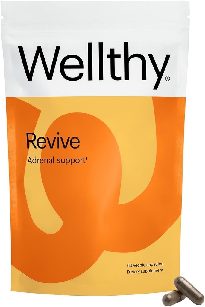 Wellthy Revive Stress Support Capsules - Boost Energy and improve mental Wellness (60 Kont)