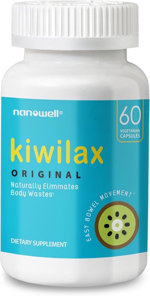 NANOWELL Kiwilax Original 60 Κάψουλες - Υποστηρίζει υγιεινές κινήσεις του εντέρου, Digestive Υγεία, και Φυσική Αποβολή - Απαλό και ασφαλές με Μαγνήσιο & Kiwi ιδιόκτητο Blend, 60 ημέρες προσφοράς