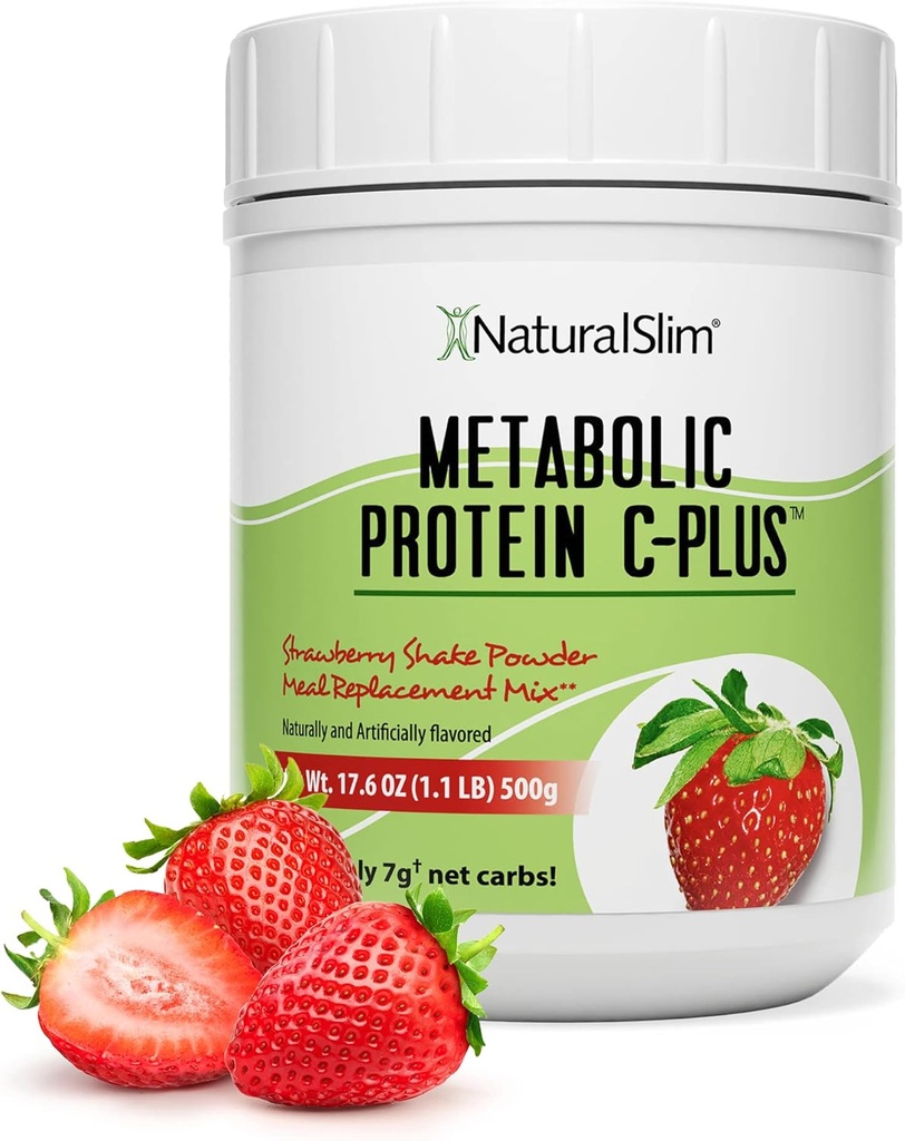 Metabolik protein C-Plus Whey Protein Toz & Shake Meal Yenileme C, L-Glutamine & Digestive Enzymes, Low Carb Protein İçer, Metabolism, Enerji & Gut sağlık 1.1lb Strawberry