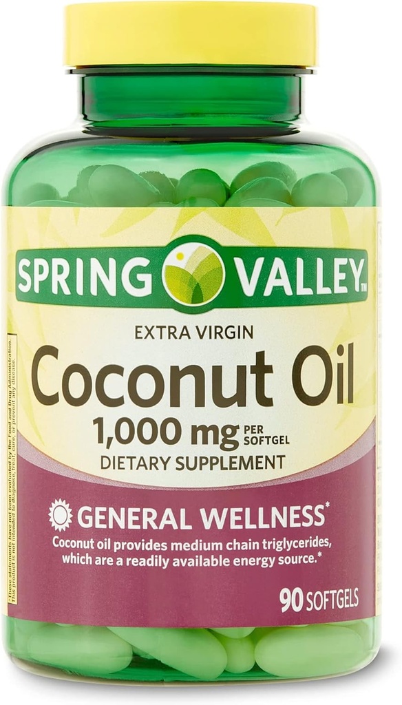 ΙΚJ Extra Virgin Coconut Oil General Wellness Dietary Supplement Softgels, 1.000 mg, 90 Count