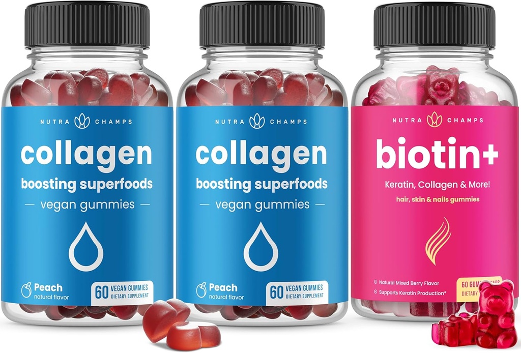 NutraChamps Complete Hair, Skin & Nails Sche - Biotin, Collagen, Keratin & More