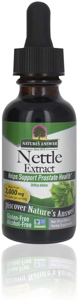 Nature's Answer Nettle Leaf 1oz Extract | Prostate Suppot | Interd Dark Green Nettle Leaf Herbal Supplement | Non-GMO, Kosher, Gluten-Free, & Alkol-Free | Single Count