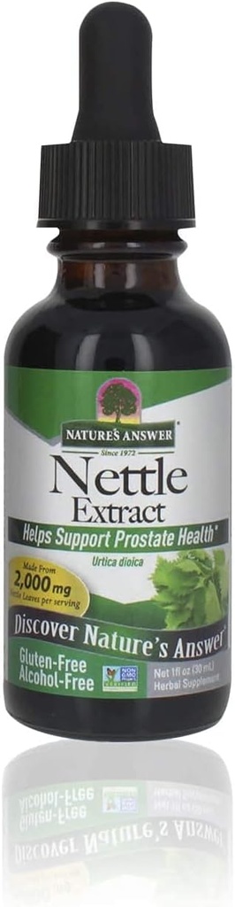 Nature's Answer Nettle Leaf 1oz Extract | Prostate Suppot | Interd Dark Green Nettle Leaf Herbal Supplement | Non-GMO, Kosher, Gluten-Free, & Alkol-Free | Single Count