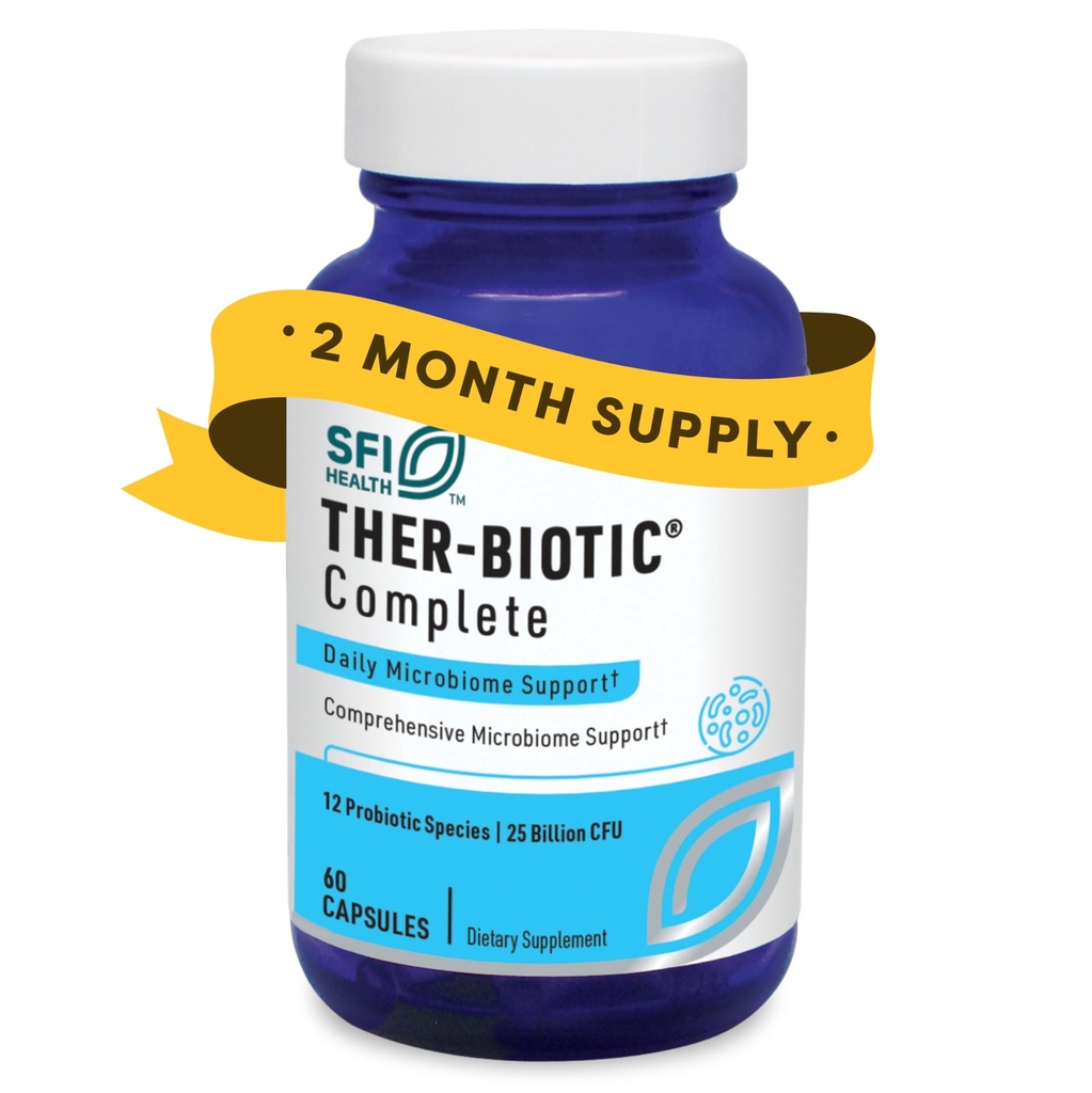 Klaire Laboratuvarları SFI Health Ther-Biotic Complete - Kadınlar ve Erkekler için hipotezler - Asit-Stable Probiyotik Supplement - Immune & Digestive Health - 25 Milyar CFU (60 Capsules)
