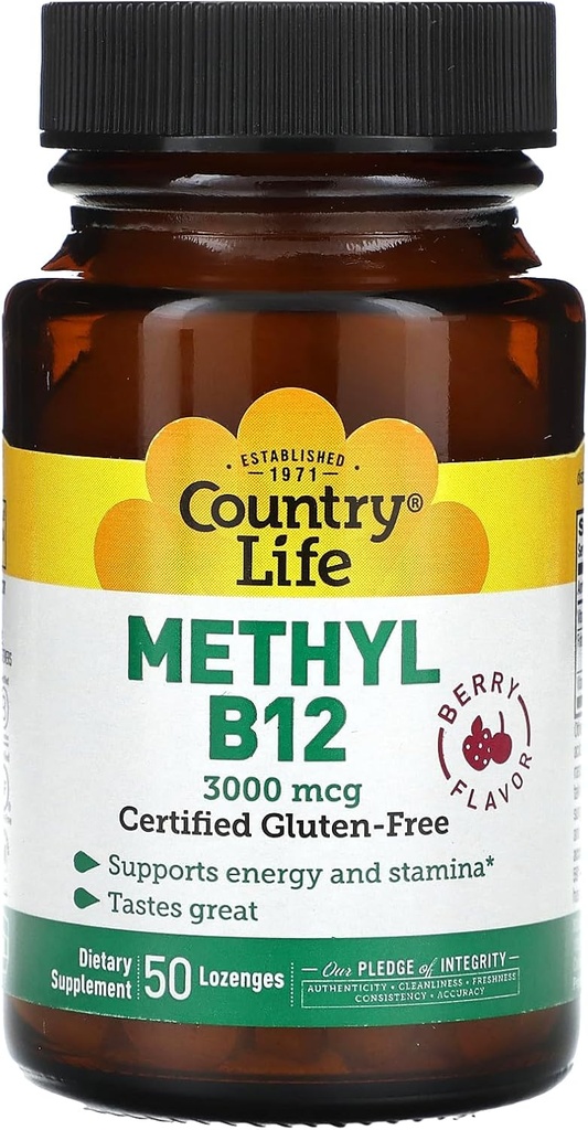 Χώρα Ζωή - Superior B-12, Berry Γεύση, 3000 mcg - 50 Υπογλώσσια Lozenges