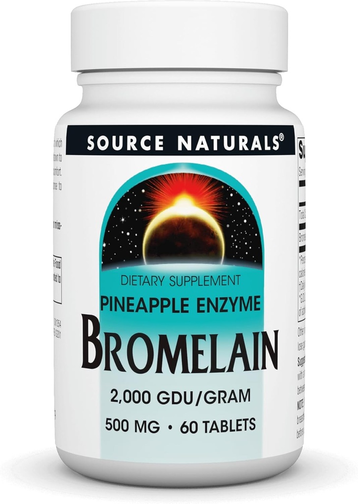 Source Naturals Bromelain, 2,000 GDU/GRAM, Pineapple Enzyme, 500 MG - 60 Tablet