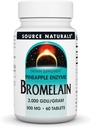 Source Naturals Bromelain, 2,000 GDU/GRAM, Pineapple Enzyme, 500 MG - 60 Tablets