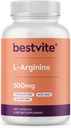 BESTVITE L-Arginine 500 mg (240 Capsules) - No Magnezyum Stearate - No Silikon Dioksi - No Fillers - Non GMO - Gluten Free