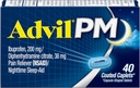 Advil PM Pain Reliever ve Nighttime Sleep Aid, Pain Medicine with Ibuprofen for Pain Relief and Diphenhydramine Citrate for a Sleep Aid - 40 Kaplamalı Caplets