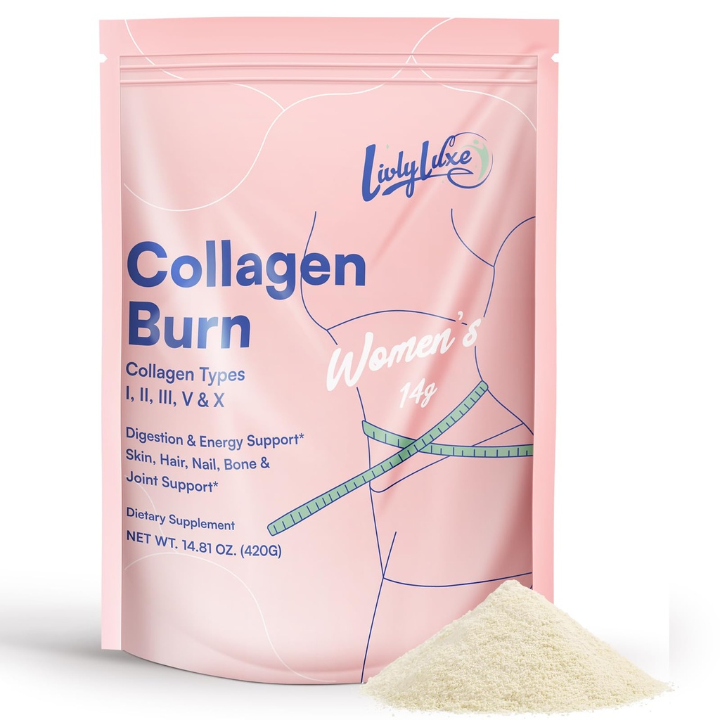 Kadınlar için Collagen Burn Toz - Belly Fat Yanağı için Kilo Kaybı, Metabolism Branson, Etkili ve Sağlıklı Fat Kaybı için Tasarlandı - 420g