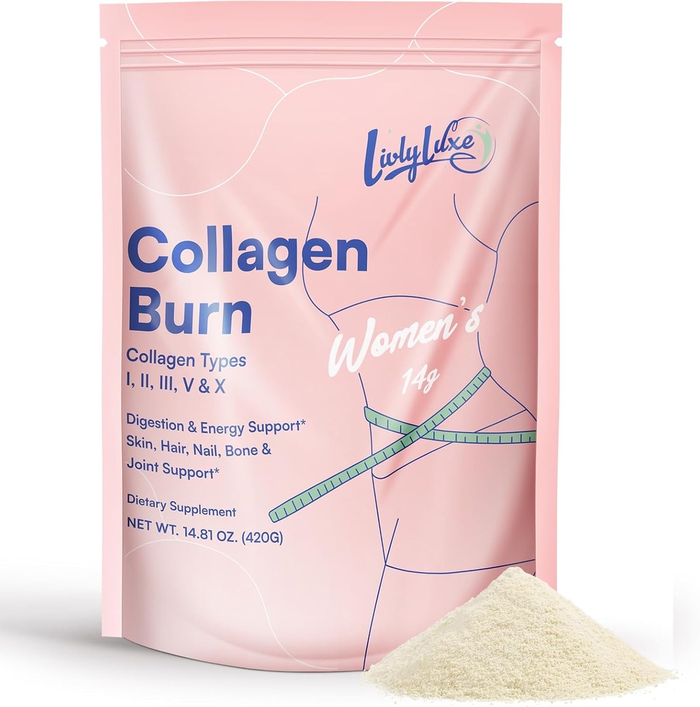 Kadınlar için Collagen Burn Toz - Belly Fat Yanağı için Kilo Kaybı, Metabolism Branson, Etkili ve Sağlıklı Fat Kaybı için Tasarlandı - 420g