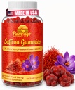 Saffron Extract Gummies-Sugar Free Saffron Supfron Enhanced with GABA, Saint John's Wort, Passion Flower-Saffron Συμπληρώματα για παιδιά, γυναίκες, άνδρες. 60 Γκάμιες σαφράν