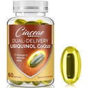 Ubiquinol CoQ10 600 MG Softgels with Omega-3 & Shilajit & PQ, Advanced Dual-Delivery Coenzyme-Q10, Active CoQ10 Ubiquinol Supplement for Fertness, Antioksi, Heart, Brain & Energy, 60 Servisler