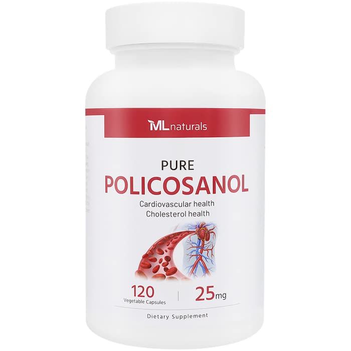 ML Naturals Policosanol 25 mg, 120 κάψουλες λαχανικών. Υψηλή ισχύς & 99% καθαρότητα. Υποστηρίζει την υγεία της καρδιάς, μη GMO & Gluten-free, NSF-Certified & cGMP-Compliant.