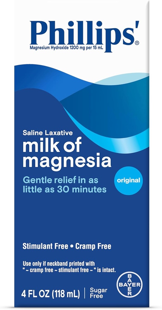 Phillips'in Magnesia'nın Sütü, Laxative, Original, 4 Ounce (Pack of 6) - Ambalaj Vary Olabilir