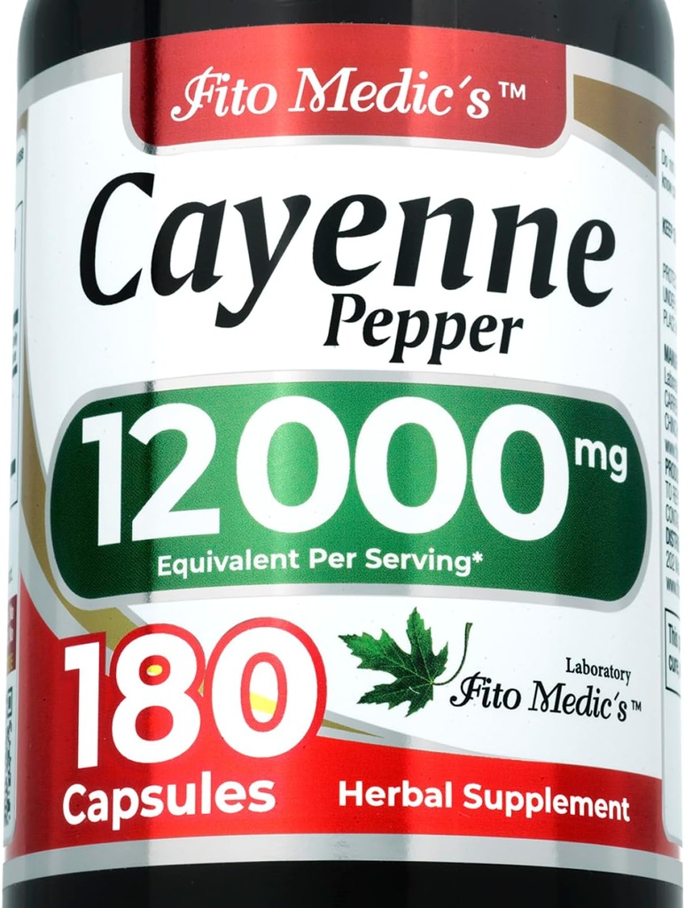 FITO MEDIC'S Lab | Cayenne Pepper Capsules Organik | Cayenne Pepper Extract | 3Capsule Için 600 mg 20:1 | 180 Capsules
