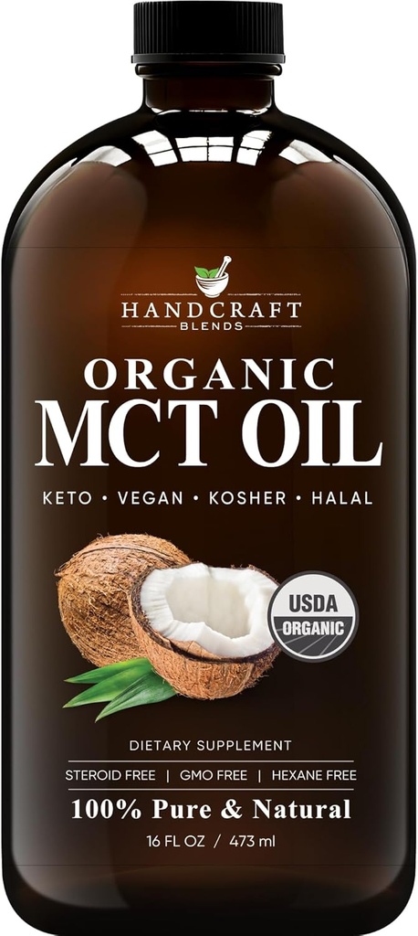 Handcraft Mixs Organik MCT Organik Piramitlerden gelen petrol 16 Fl oz - Keto Friendly, Non-GMO, Vegan Coconut Petrol - İçecekler, Kahve ve Çay için Büyük